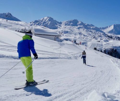 Skiers in La Plagne