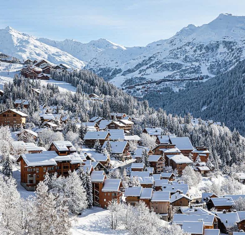 Ski resort of Meribel in winter