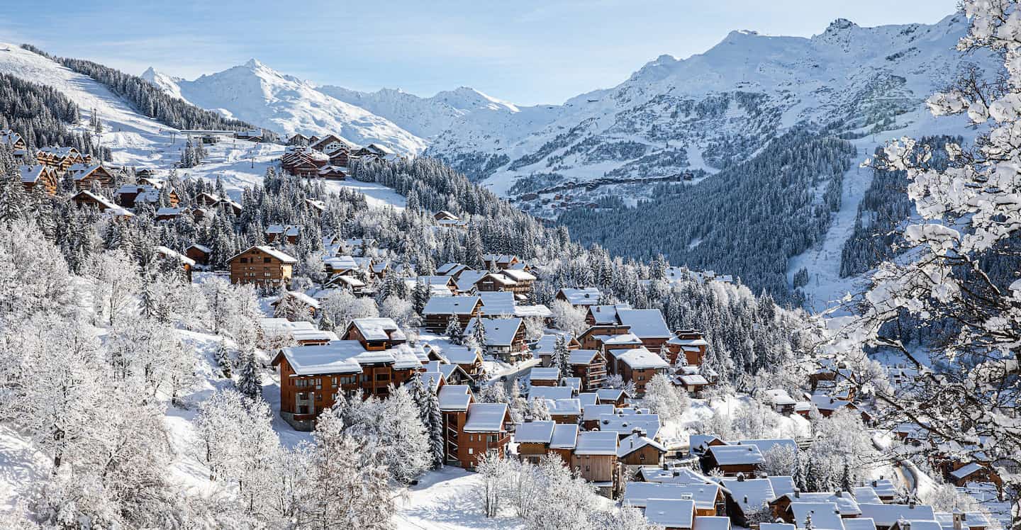 Ski resort of Meribel in winter