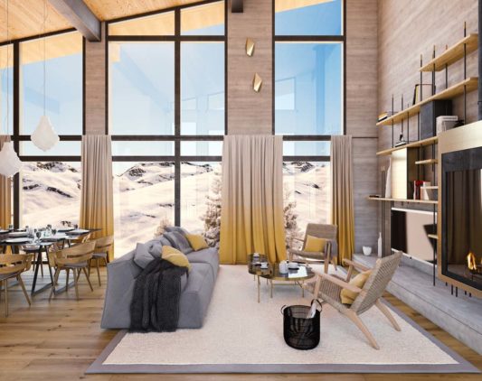 Salon - residence premium Les Cristaux - location appartement les arcs