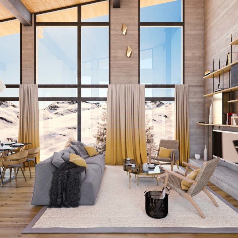 Salon - residence premium Les Cristaux - location appartement les arcs