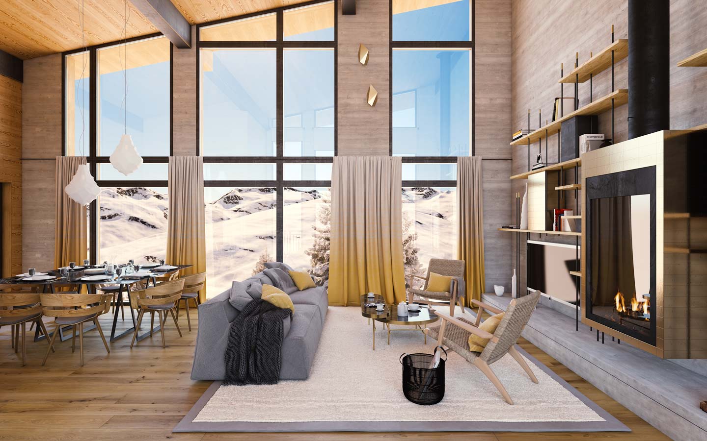 Salon - residence premium Les Cristaux - location appartement les arcs