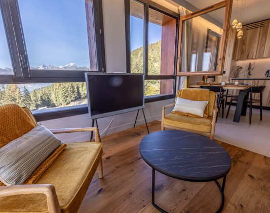 Pièce de vie - Résidence Les Cristaux - appartement n°C20 - location Les Arcs
